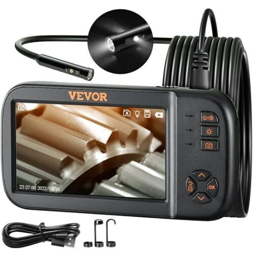 VEVOR Triple Lens Industrial Endoscope Camera 4.5" IPS,1080P, 16.4 ft Camera Cable - Lot 683