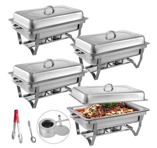 VEVOR 4 Pack Chafing Dish Buffet Set with Folding Frame 8 qt. - Lot 713