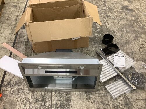 VEVOR 30 Inch Stainless Steel Built-in Kitchen Vent with Touch & Remote Control LED Lights Baffle Filters, Ducted/Ductless Convertible, 900CFM 4-Speed - Lot 214