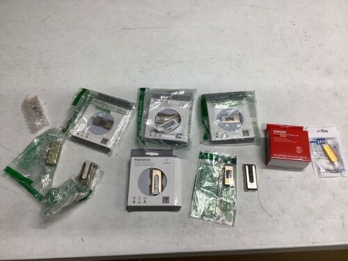 Lot of (9) Flash Drives, USB Cable & Ink Cart  - Lot 356