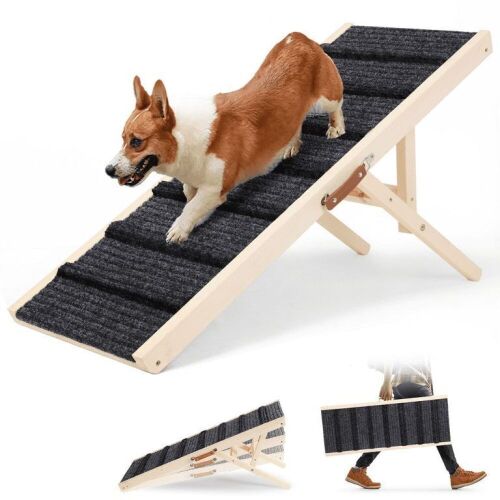 TOFUUMI Folding Pet Ramp for 23"-28" Elevated Surface for Small and Medium Dogs, 51 inches - Crack in Wood  - Lot 116