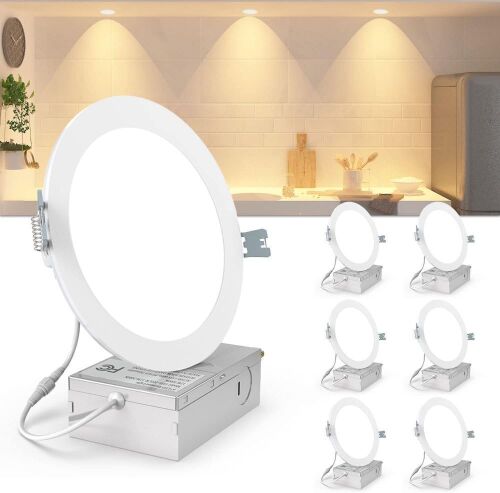 Wellnice 6 Inch Slim LED Recessed Ceiling Light 2700K Soft White 12W, 6 Pack - Lot 444