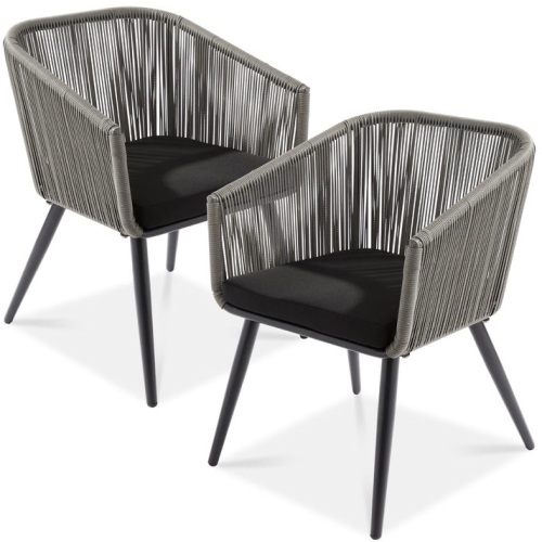 Set of 2 Indoor Outdoor Woven Wicker Patio Dining Chairs, 250lb Capacity  - Lot 31