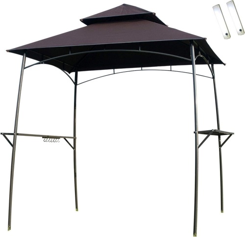 GOJOOASIS Outdoor 2-tier Barbecue Grill Gazebo Canopy Tent, Coffee, 8' - Lot 69