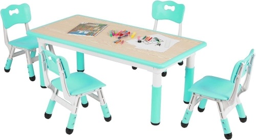 Arlopu Height Adjustable Toddler Table and Chair Set for 4 - Lot 99
