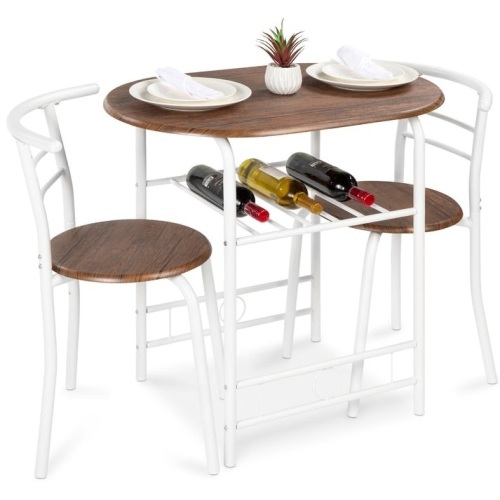 3-Piece Wooden Table & Chairs Dining Set w/ Lower Storage Shelf  - Lot 293