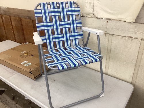 Retro Webbing Foldable Lawn Chair  - Lot 359