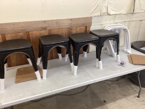 Set of 4 Black Metal Chairs with Backs  - Lot 36