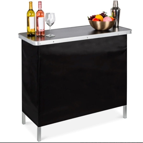 Portable Pop-Up Bar Table w/ Carrying Case, Removable Skirt  - Lot 687