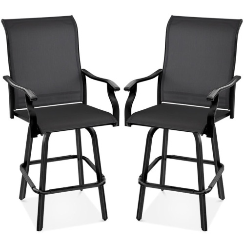Set of 2 Swivel Barstools w/ 360 Rotation, All-Weather Mesh  - Lot 639
