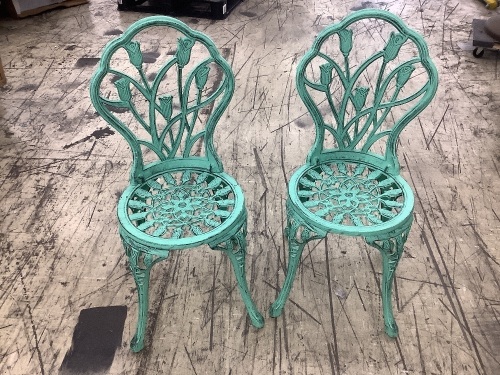 Outdoor Rust-Resistant Cast Aluminum Patio Bistro Chairs  - Lot 452