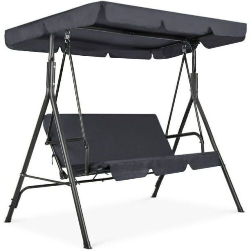 2-Person Outdoor Canopy Swing Glider Furniture w/ Cushions, Steel Frame  - Lot 33