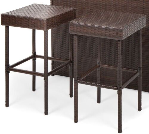 Wicker Patio Bar Stools, Set of 2 - No Hardware  - Lot 350D