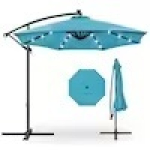 10 ft. Cantilever Solar Tilt Patio Umbrella in Sky Blue - Lot 470
