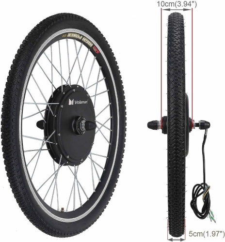 Voilamart Electric Bicycle Wheel Kit 26" Front Wheel 48V 1000W E-Bike Conversion Kit, Cycling Hub Motor with Intelligent Controller and PAS System for Road Bike(Without Battery) - Lot 234