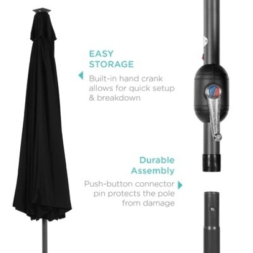 Solar LED Lighted Patio Umbrella w/ Tilt Adjustment, UV-Resistance - 10ft - Lot 224