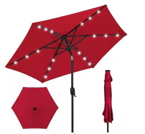 Lot of (2) Outdoor Solar Patio Umbrella w/ Push Button Tilt, Crank Lift - 7.5ft  - Lot 207