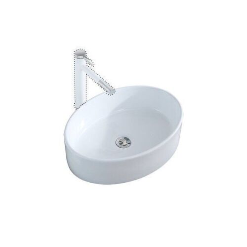 White Ceramic Oval Vessel Bathroom Sink with Pop Up Drain Stopper  - Lot 529