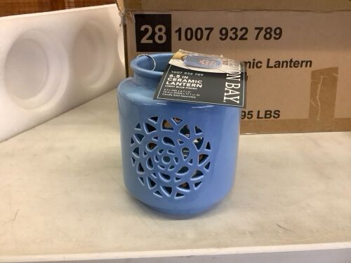 Hampton Bay 6.5" Ceramic Lantern, Light Blue Finish, 4 Pack  - Lot 558