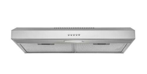 AKDY 30 in. 58 CFM Convertible Under Cabinet Range Hood in Brushed Stainless Steel with 2 Carbon Filters and Push Button - Lot 358