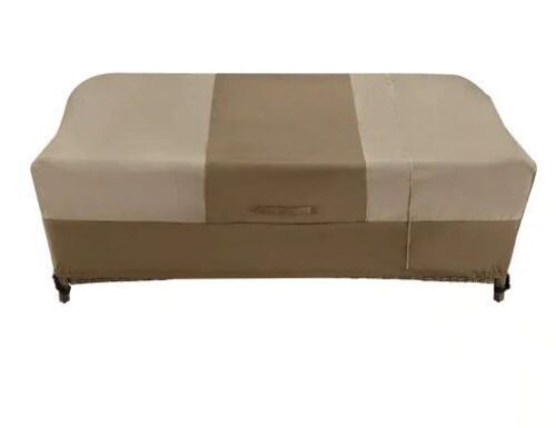 Hampton Bay 38 in. L x 77.3 in. W x 31 in. H Beige Patio Furniture Loveseat and Sofa Cover - Lot 286