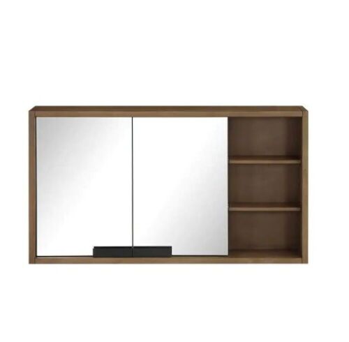 Kordite Rectangular Almond Latte Brown Surface Mount Medicine Cabinet with Mirror 42 in. W x 24 in. H - Lot 86