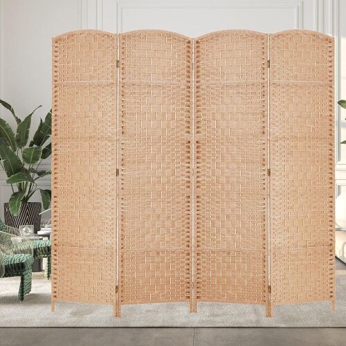 Spurgehom 4 Panel Room Divider Folding Wall Divider 6Ft Diamond Double-Weaved - Lot 601