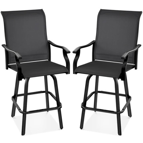 Set of 2 Swivel Barstools w/ 360 Rotation, All-Weather Mesh - Lot 567am