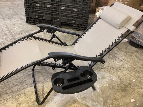 Ice Gray Metal Zero Gravity Reclining Lawn Chair with Cup Holders (2-Pack) - Lot 100