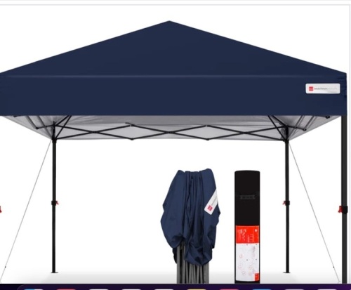 One-Person Setup Instant Pop Up Canopy w/ Wheeled Bag - 10x10ft.  Color Blue - Lot 105