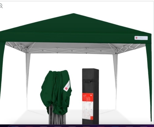 Outdoor Portable Pop Up Canopy Tent w/ Carrying Case, 10x10ft Forest Green - Lot 107