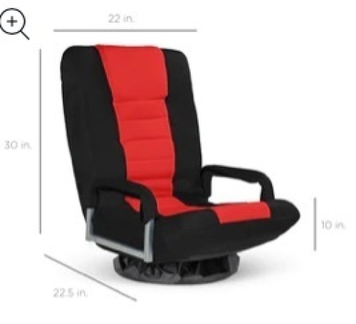 Gaming Floor Chair w/ 360-Degree Swivel, Armrest, Adjustable Backrest - Lot 108