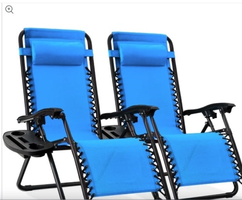 Set of 2 Adjustable Zero Gravity Patio Chair Recliners w/ Cup Holders (peacock blue) $169.99 - Lot 122