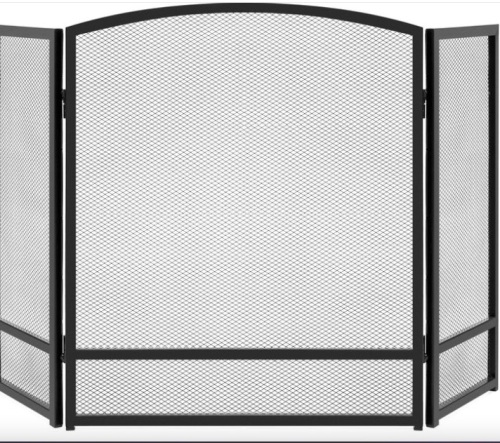 3-Panel Simple Steel Mesh Fireplace Screen w/ Worn Finish - 54.25x30.25in $99.99 - Lot 133