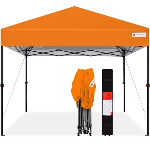 One-Person Setup Instant Pop Up Canopy w/ Wheeled Bag - 10x10ft {orange} - Lot 151