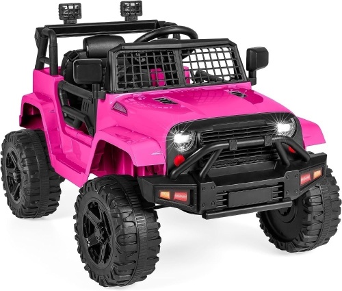 Best Choice Products 12V Kids Ride On Truck Car w/Parent Remote Control, Spring Suspension, LED Lights, AUX Port - Hot Pink - Lot 177