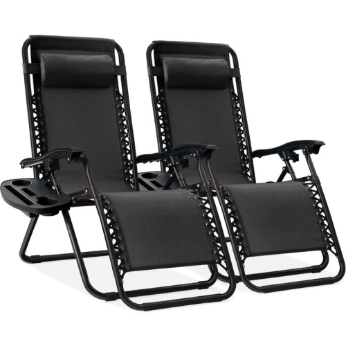 Set of 2 Adjustable Zero Gravity Patio Chair Recliners w/ Cup Holders - Lot 209am