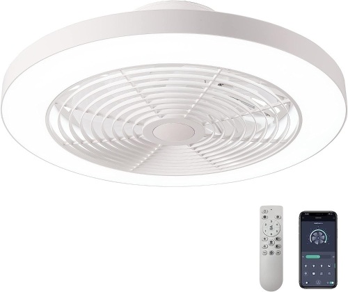 Orison Low Profile Ceiling Fan - 19.7" Smart Bladeless ceiling fans with light and remote,3 Colors Dimmable LED 6 Speeds 8 Blades Enclose Ceiling Fans... - Lot 354