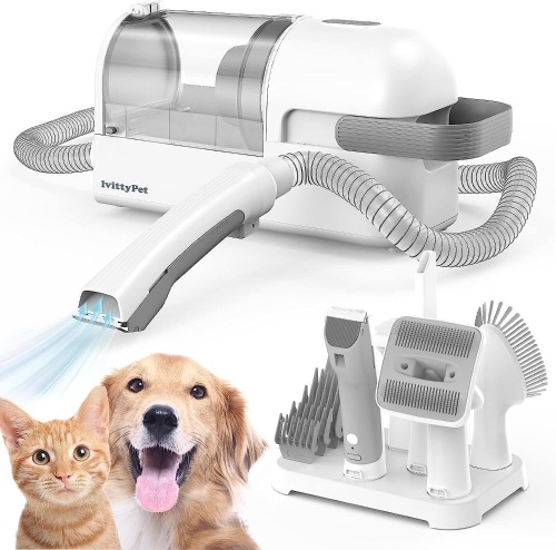 lvittyPet Dog Grooming Kit & Pet Hair Vacuum(Low Noise) Pet Grooming Vacuum with Powerful Suction 1.8L,5 Pet Grooming Tools for Dogs Vacuum for Shedding... - Lot 393