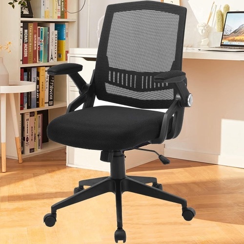 Nobofeeling Office Chair, Mesh Desk Executive Chair with 90° Flip-up Arms & Thick Cushion, Task Computer Home Chair with 5 Years Warranty, Black (Modern... - Lot 399