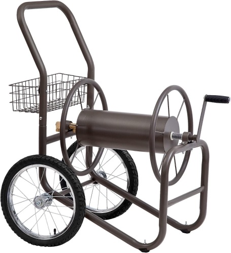 Liberty Garden 880-2 Industrial 2-Wheel Pneumatic Tires Garden Hose Reel Cart, Holds 300-Feetof 5/8-Inch Hose - Gray  - Lot 418