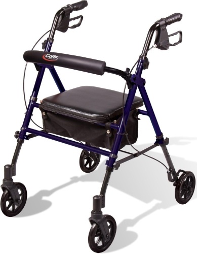 Carex Step 'N Rest Aluminum Rollator Walker With Seat - Rolling Walker For Seniors With Back Support - Lot 428
