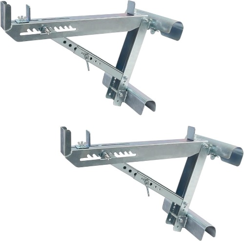 1 Pair 2-Rung Short Body Ladder Jacks for Stages up to 20-Inch Width,Silver - Lot 429
