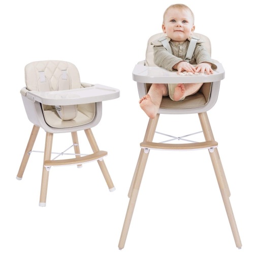 3-in-1 Convertible Wooden High Chair,Baby High Chair with Adjustable Legs - Lot 441