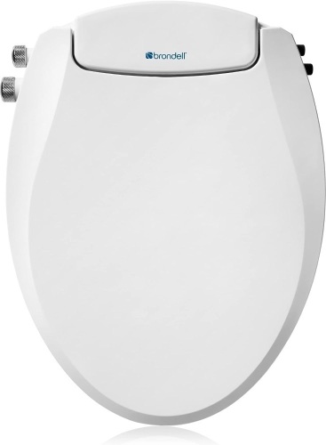 Brondell Bidet Toilet Seat, Non-Electric Swash Ecoseat, Fits Elongated Toilets, White - Dual Temperature, Dual Nozzle System - Bidet with Easy Installation - Lot 444