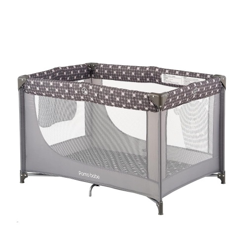  Pamo Babe Portable Crib Baby Playpen with Mattress and Carry Bag (Grey) - Lot 450