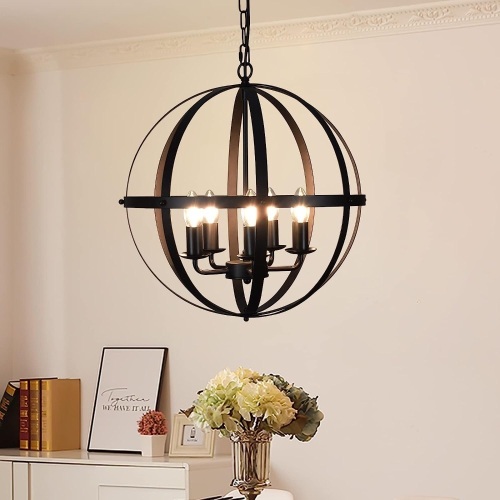 DLLT Pendant Light Metal, 5-Light Globe Pendant Lighting,  - Lot 457