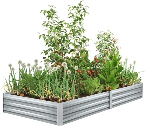 Outdoor Galvanized Raised Beds, Steel Garden Boxes for Flower Vegetables, Metal Planter Box for Gardening - Lot 519