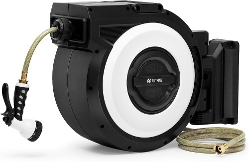 OUTFINE Heavy Duty Retractable Garden Hose Reel (1/2 100FT) Heavy Duty, Any Length Lock, Automatic Slow Return System, Wall Mounted and 180 Deg Swivel... - Lot 520