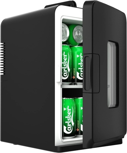 15 Liter/21 Cans Mini Fridge for Bedroom, 110V AC/12V DC Portable Skincare Fridge, Thermoelectric Cooler and Warmer Small Refrigerator for Makeup, Food,... - Lot 363